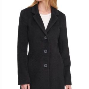 DKNY Black Wool Blend Coat, Size 12